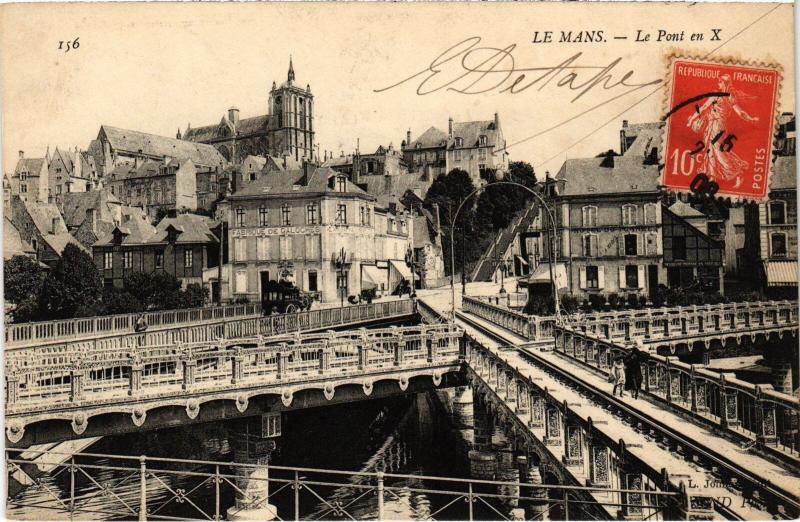 Carte postale ancienne Le Mans Pont en X au Mans