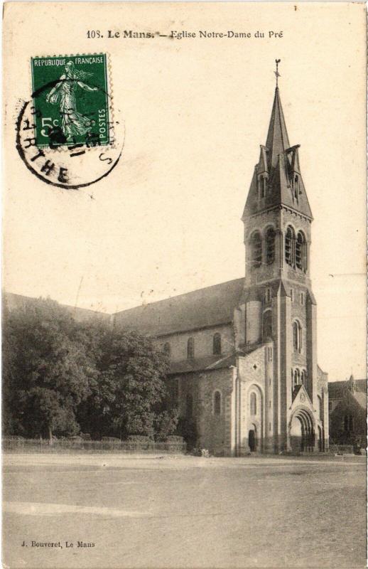 Carte postale ancienne Le Mans Eglise Notre Dame du Pre au Mans