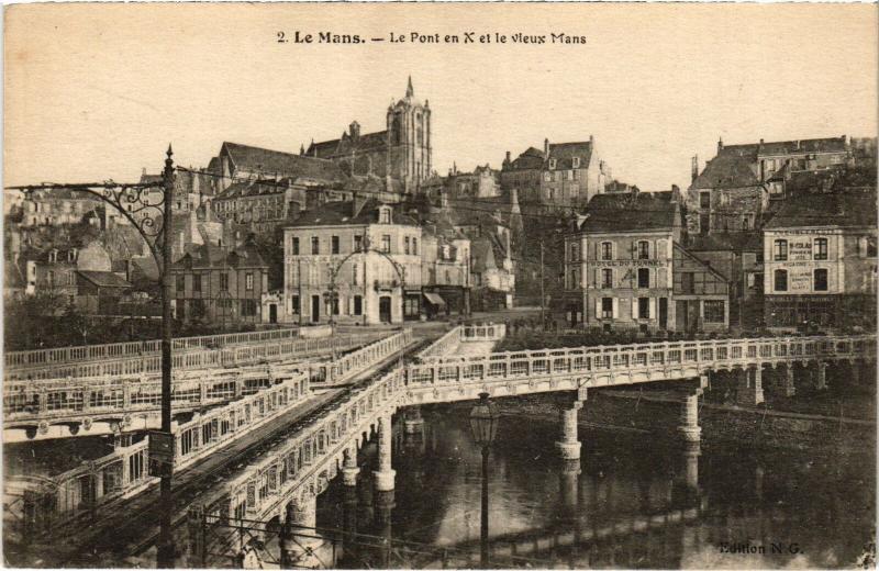 Carte postale ancienne Le Mans Pont en X au Mans
