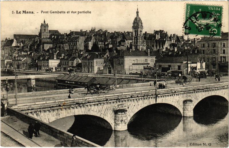 Carte postale ancienne Le Mans Pont Gambetta au Mans