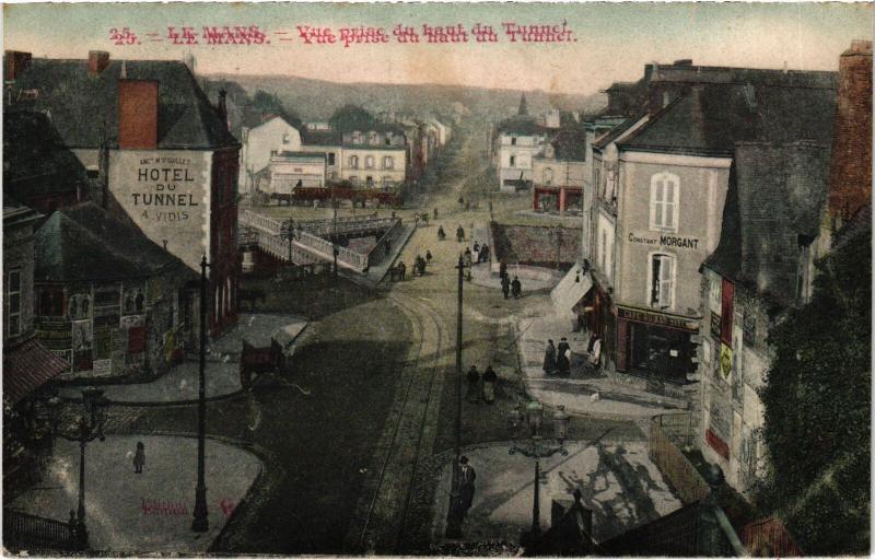 Carte postale ancienne Le Mans vue prise du haut du Tunnel au Mans