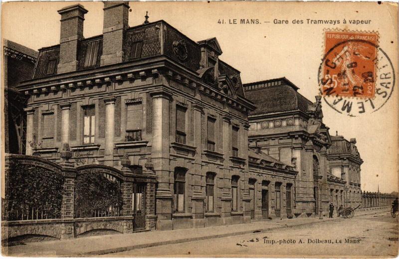 Carte postale ancienne Le Mans Gare des Tramways au Mans