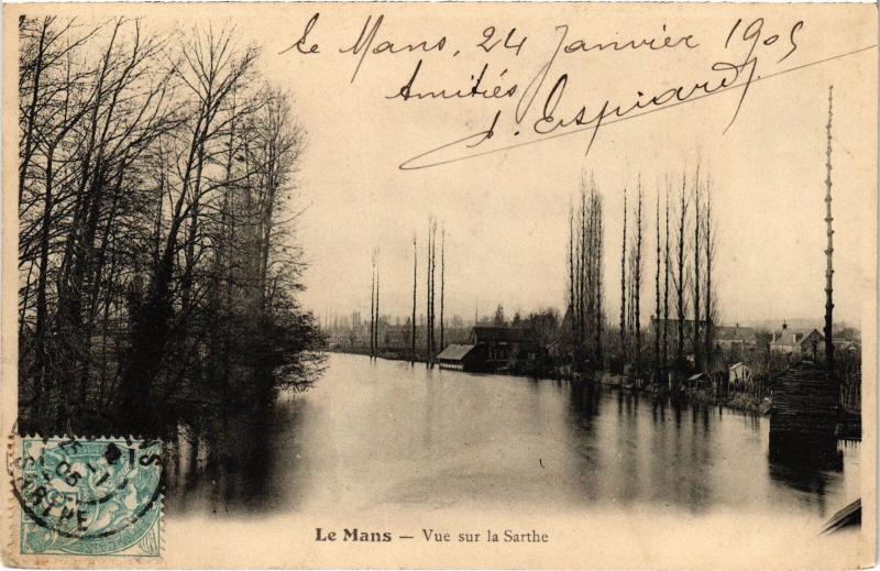 Carte postale ancienne Le Mans vue sur la Sarthe au Mans