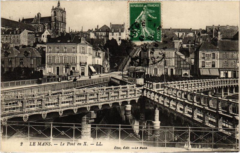 Carte postale ancienne Le Mans Pont en X au Mans