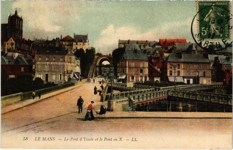 Carte postale ancienne Le Mans Pont en X et Pont d'Yssoir au Mans