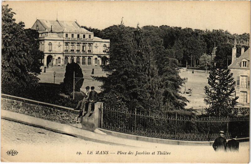 Carte postale ancienne Le Mans Place des Jacobins et Theatre au Mans