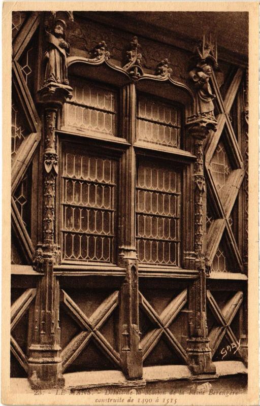 Carte postale ancienne Le Mans detail de la Maison de la Reine Berengere au Mans