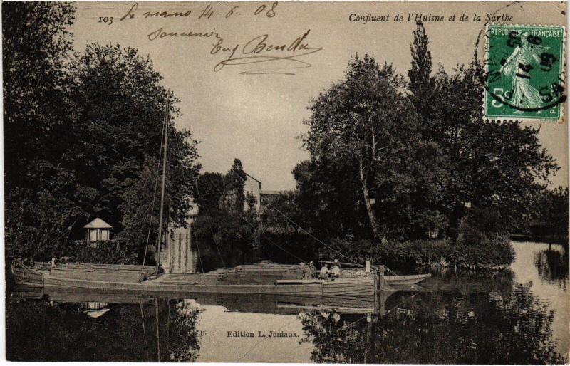 Carte postale ancienne Le Mans Confluent de l'Huisne au Mans