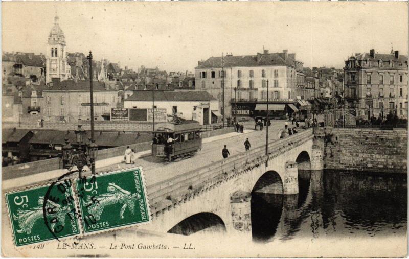 Carte postale ancienne Le Mans Pont Gambetta au Mans
