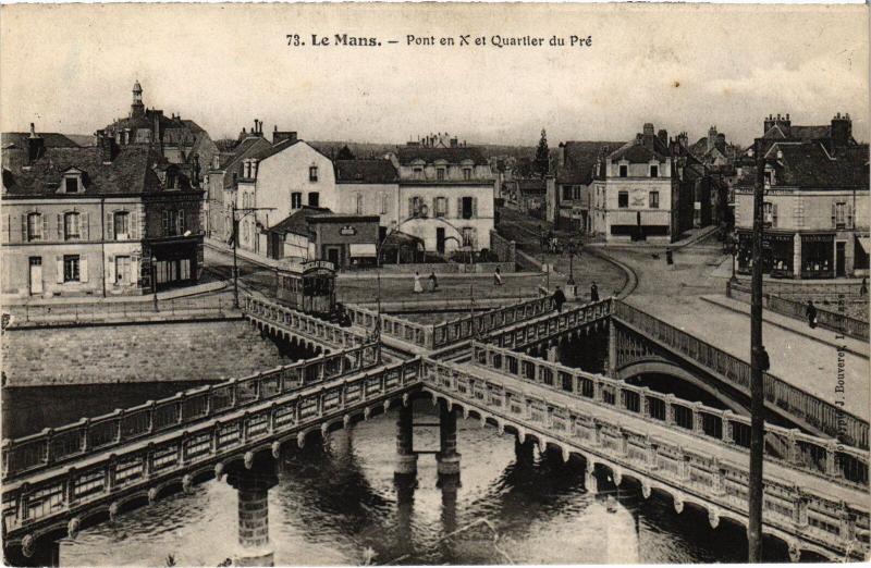 Carte postale ancienne Le Mans Pont en X Quartier du Pre au Mans