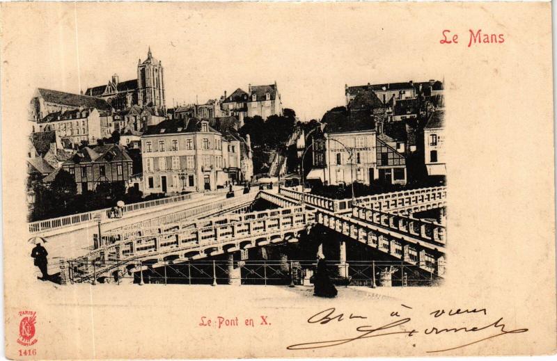 Carte postale ancienne Le Mans Pont en X au Mans