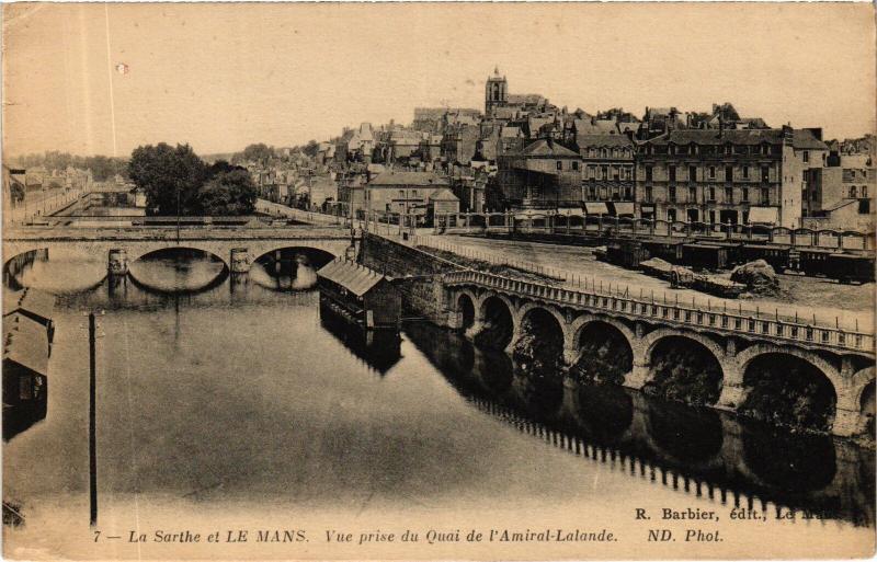 Carte postale ancienne Le Mans vue prise du Quai de l'Amiral Lalande au Mans