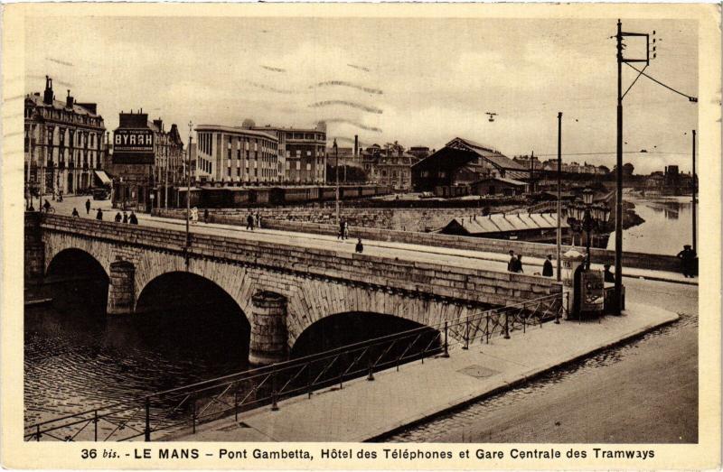 Carte postale ancienne Le Mans Pont Gambetta au Mans