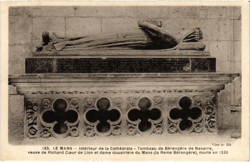 Carte postale ancienne Le Mans interieur de la Cathedrale Tombeau de Berengere au Mans