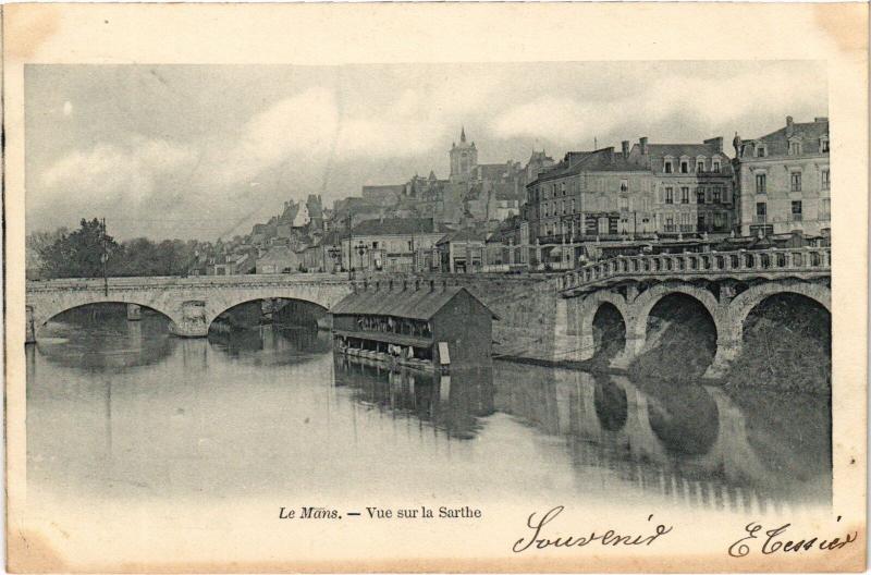 Carte postale ancienne Le Mans vue sur la Sarthe au Mans