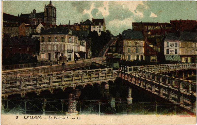Carte postale ancienne Le Mans Pont en X au Mans
