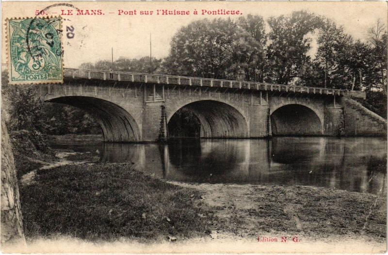 Carte postale ancienne Le Mans Pont sur l'Huisne a Pontlieue au Mans