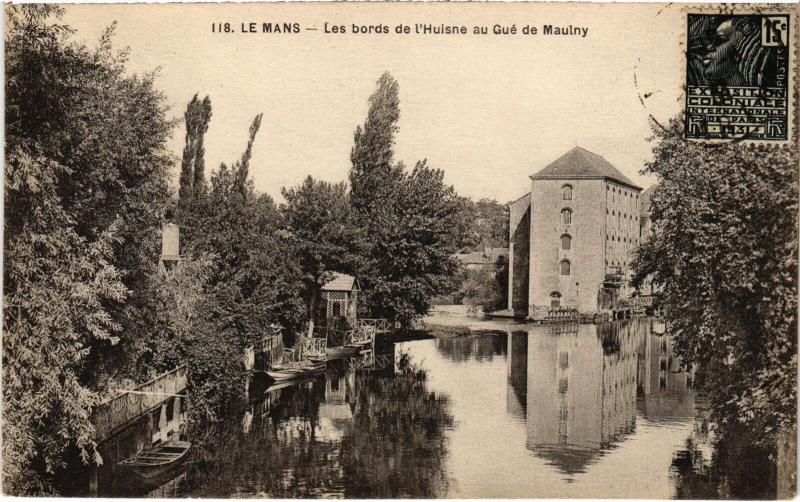Carte postale ancienne Le Mans les bords de l'Huisne au Gue de Maulny au Mans