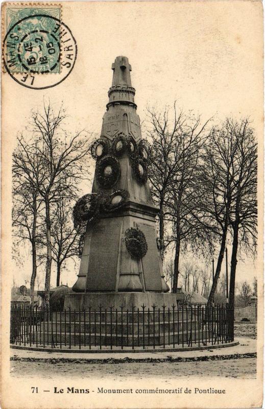 Carte postale ancienne Le Mans Monument de Pontlieue au Mans