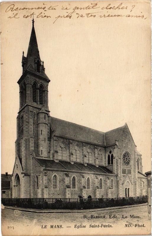 Carte postale ancienne Le Mans Eglise Saint-Pavin au Mans