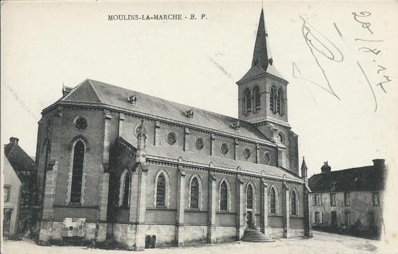 Carte postale ancienne Eglise à Moulins-la-Marche