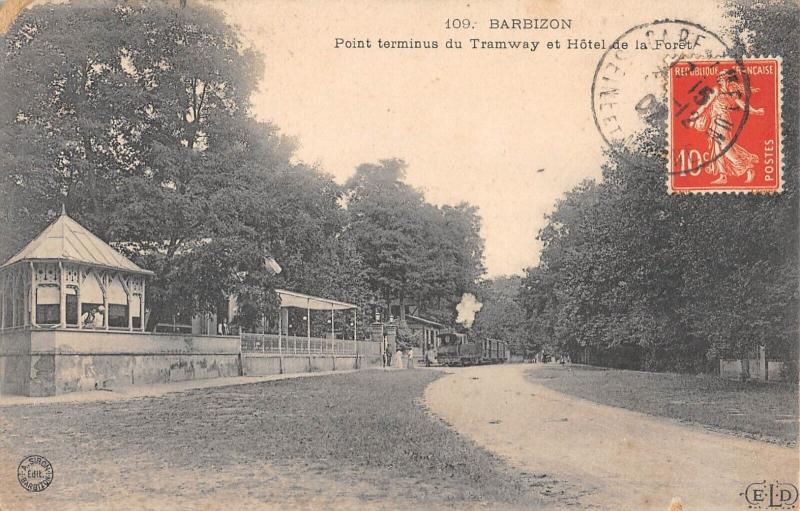Carte postale ancienne Barbizon - Point Terminus Du Tramway à Barbizon