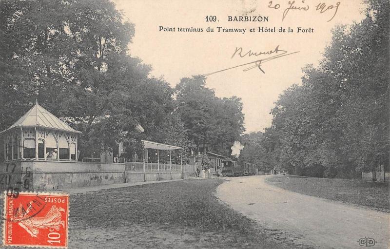 Carte postale ancienne Barbizon - Point Terminus Du Tramway à Barbizon