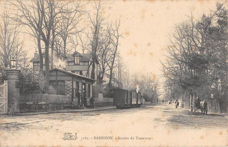 Carte postale ancienne Barbizon - Station Du Tramway à Barbizon