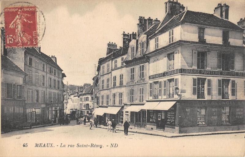 Carte postale ancienne Meaux - La Rue Saint Remy à Meaux