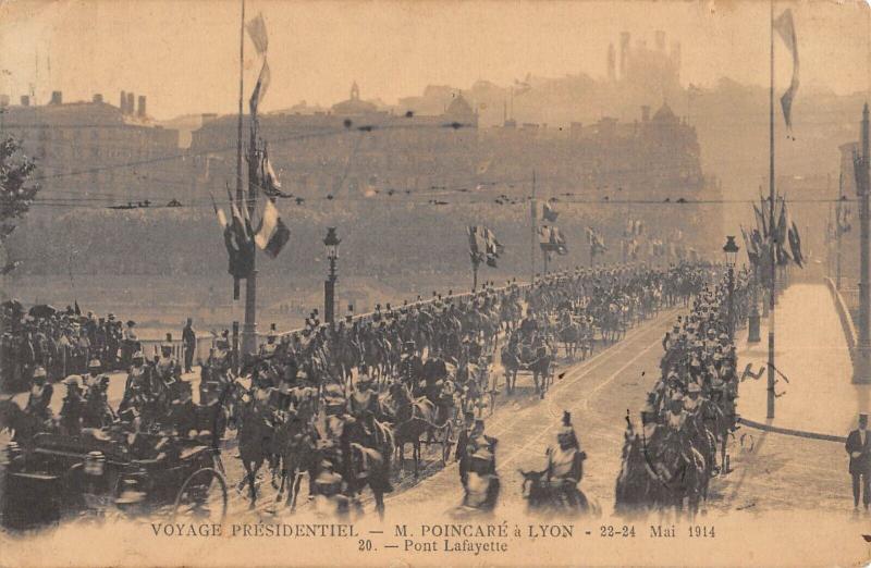 Carte postale ancienne Lyon - Voyage Presidentiel 1914 - Pont Lafayette à Lyon