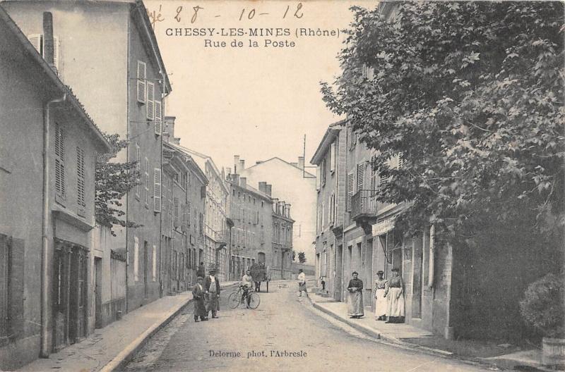 Carte postale ancienne Chessy Les Mines - Rue De La Poste à Chessy