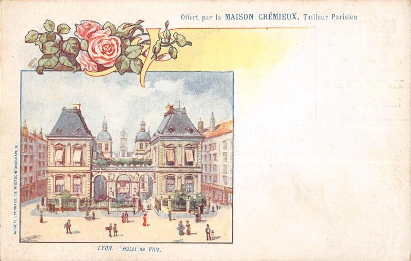 Carte postale ancienne Lyon - Cpa Illustrateur - Publicite Maison Cremieux - Hotel De Ville à Lyon