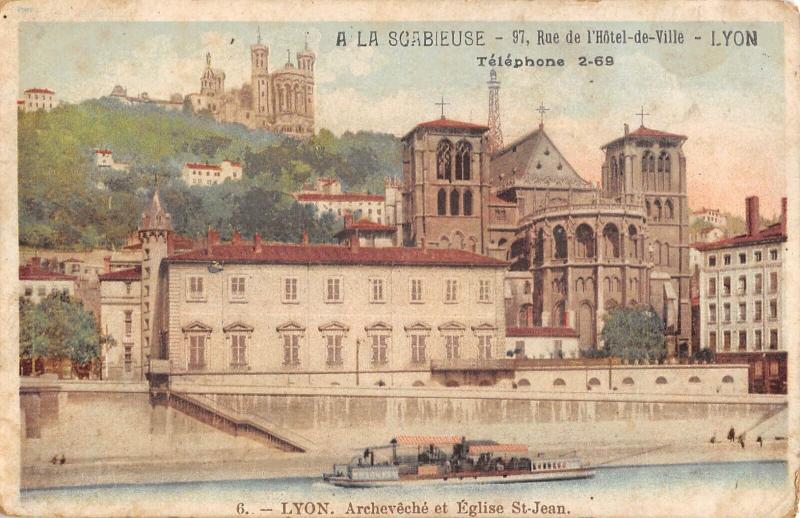 Carte postale ancienne Lyon - Archeveche Et Eglise Saint-Jean à Lyon