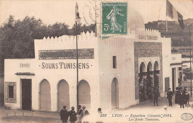Carte postale ancienne Lyon - Exposition Coloniale - Les Souks Tunisiens à Lyon