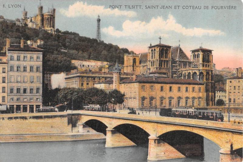 Carte postale ancienne Lyon - Pont Tilsitt - Saint Jean Et Coteau De Fourvieres à Lyon