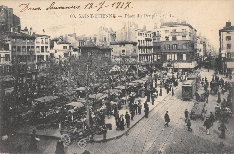 Carte postale ancienne Saint Etienne - Place Du Peuple à Saint-Étienne