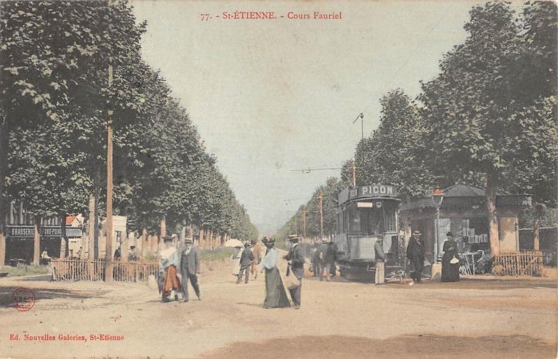 Carte postale ancienne Saint Etienne - Cours Fauriel - Tramway à Saint-Étienne