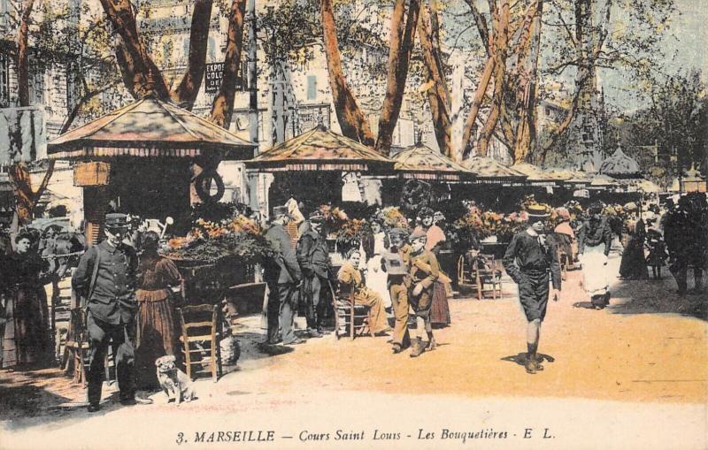 Carte postale ancienne Marseille - Cours Saint Louis - Les Bouquetieres à Marseille