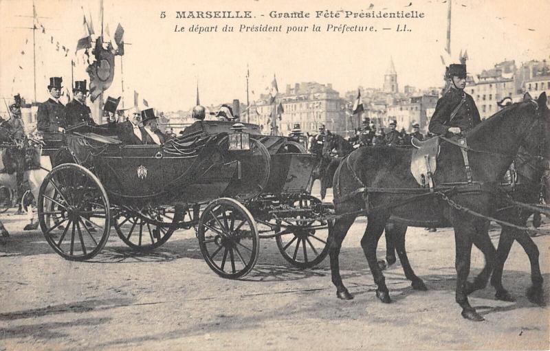 Carte postale ancienne Marseille - Gde Fete Presidentielle - Le Depart Du President à Marseille