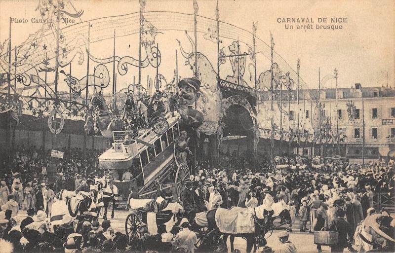 Carte postale ancienne Carnaval De Nice - Un Arret Brusque