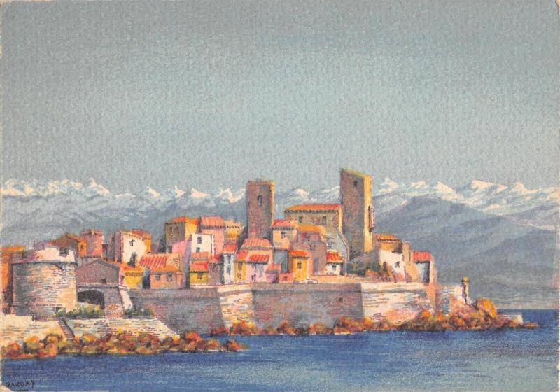 Carte postale ancienne Antibes - Les Remparts - Cpa Illustrateur à Antibes
