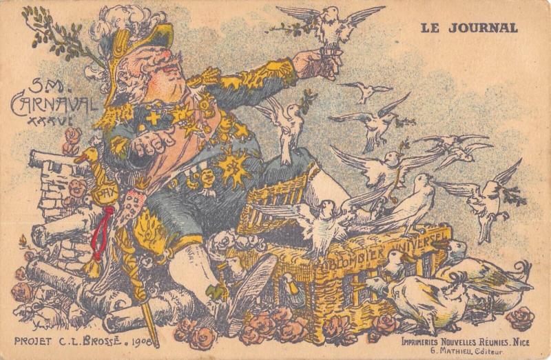 Carte postale ancienne Nice - Illustrateur Carnaval - Le Journal à Nice