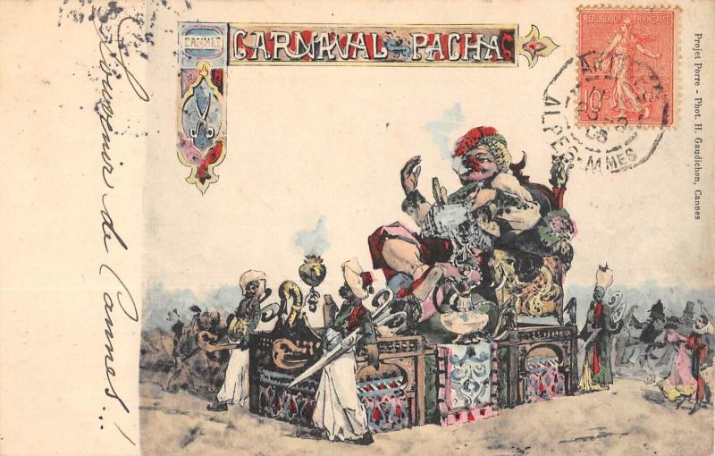 Carte postale ancienne Cannes - Carnaval Pacha - Illustrateur à Cannes