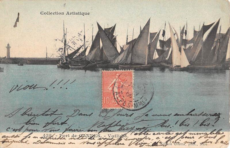 Carte postale ancienne Port De Cannes - Voiliers à Cannes