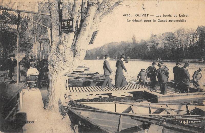 Carte postale ancienne Olivet - Les Bords Du Loiret - Depart Pour Le Canot Automobile à Olivet