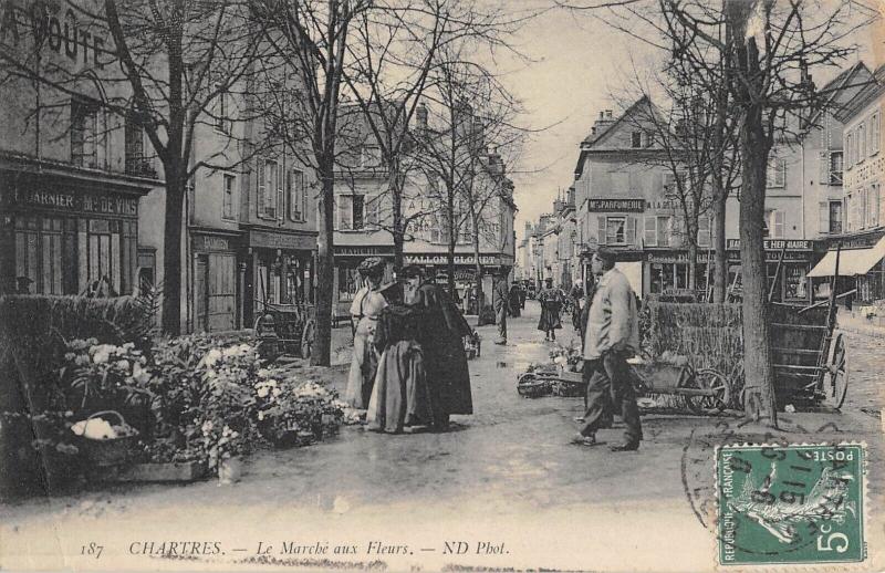 Carte postale ancienne Chartres - Le Marche Aux Fleurs à Chartres