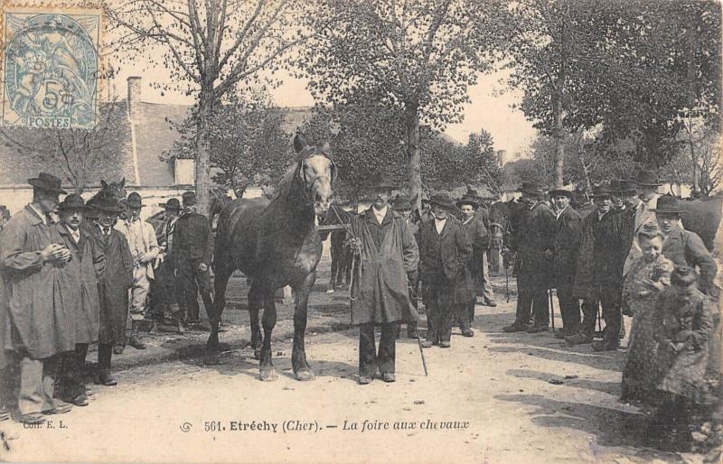 Carte postale ancienne Etrechy - La Foire Aux Chevaux à Étréchy