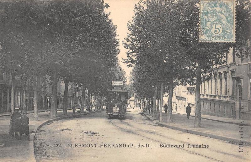 Carte postale ancienne Clermont Ferrand - Boulevard Trudaine - Tramway à Clermont-Ferrand