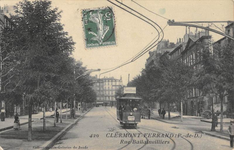 Carte postale ancienne Clermont Ferrand - Rue Ballainvilliers - Tramway à Clermont-Ferrand