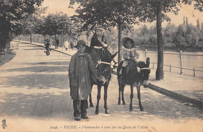 Carte postale ancienne Vichy - Promenade A Anes Sur Les Quais De L'Allier à Vichy